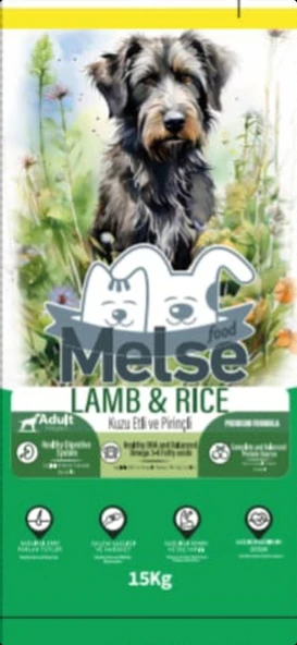 Melse Kuzu Etli ve Pirinçli Yetişkin Köpek Maması 15KG (22 Protein 12 Yağ) {57₺/ kg}